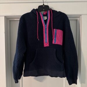 J. Crew Black and Pink Vintage Fleece Jacket
